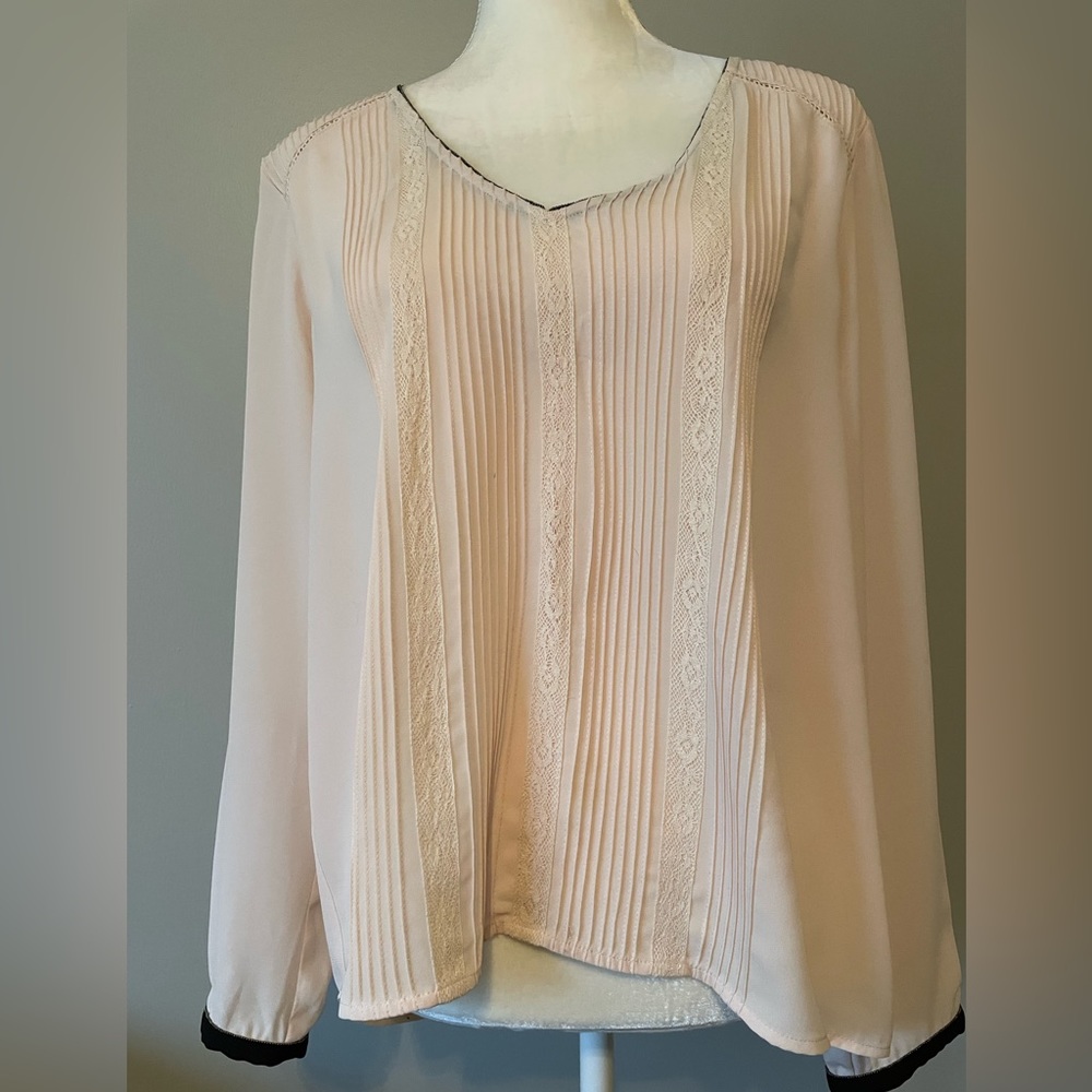 Daniel Rainn blush/cream blouse (Sz L). Beautiful details.